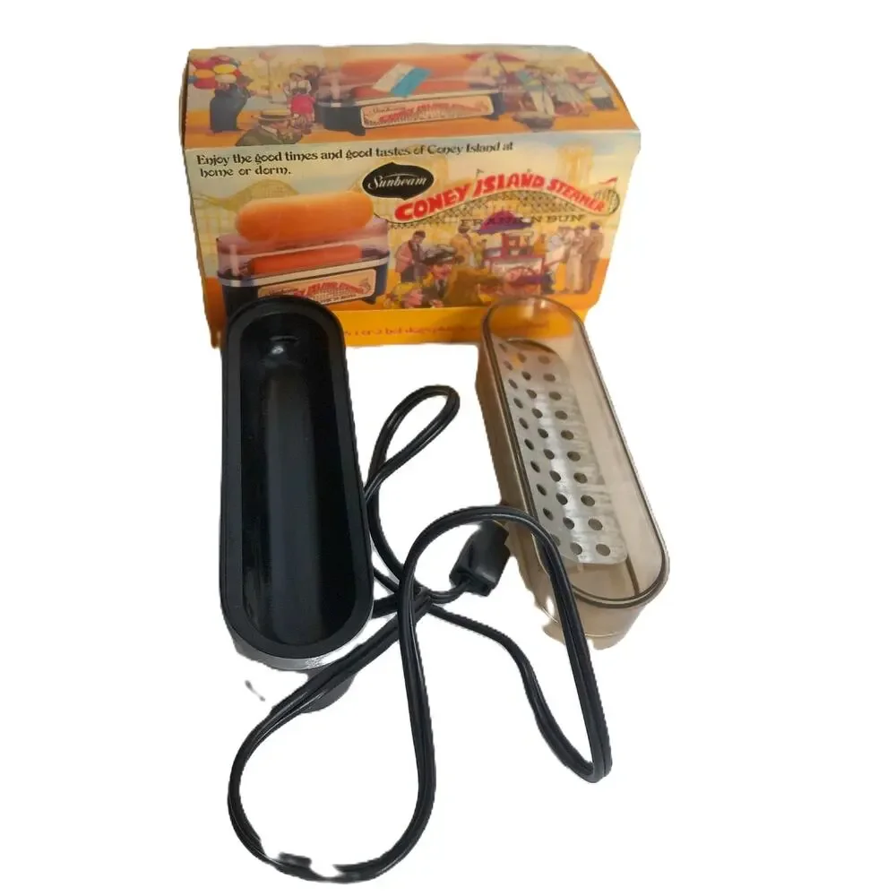 Vintage 1977 Sunbeam Coney Island Steamer Hot Dog & Bun Warmer with Original Box